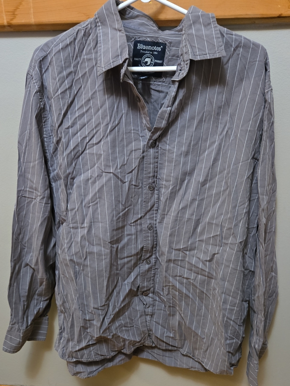Bluenotes Light Gray Pinstripe Button-Down Shirt